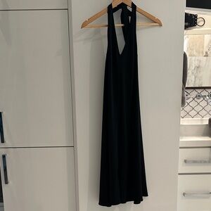 Topshop Black Sleeveless Halter Dress size 6, 44” length, rayon